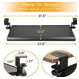 HUANUO Keyboard Tray Under Desk with C Clamp-Large Size, Steady Slide Keyboard Stand, No Screw into Desk, Perfect for Home or Office