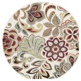 Dilek Transitional Floral Ivory Round Area Rug, 5