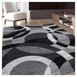 Contemporary Modern Circles Gray Area Rug Abstract 3