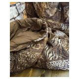 3 Piece Animal Print Comforter with Pillow Sham, Chocolate Brown Leopard Zebra Giraffe Jungle Forest Theme Design King Size Bedding- Safari (Brown, King)
