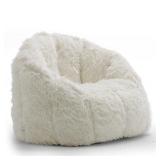 Big Joe, 0638472 Milano Shag Ivory Bean Bag Chair, Ivory