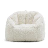 Big Joe, 0638472 Milano Shag Ivory Bean Bag Chair, Ivory