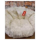 Big Joe, 0638472 Milano Shag Ivory Bean Bag Chair, Ivory