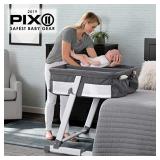 Simmons Kids By The Bed City Sleeper Bassinet for Twins - Adjustable Height Portable Crib with Wheels & Airflow Mesh, Grey Tweed