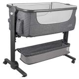 Baby Bassinet, Bedside Sleeper for Baby, Easy Folding Portable Crib with Storage Basket for Newborn, Bedside Bassinet, Comfy Mattress/Travel Bag Included