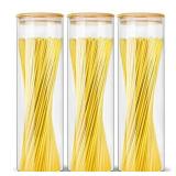 Glass Jars with Bamboo Lids EcoEvo, Glass Food Storage Containers, Large Glass Bamboo Jars with Lids, Glass spaghetti containers, (50oz) 2 Jars