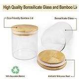 Glass Jars with Bamboo Lids EcoEvo, Glass Food Storage Containers, Large Glass Bamboo Jars with Lids, Glass spaghetti containers, (50oz) 2 Jars