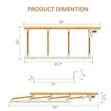 Boxcumo Foldable Bed Rails for Elderly Adults, Assistance for Getting in & Out of Bed at Home , Wood Grain Pattern Aluminum