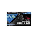 Venom Chemical-Resistant Disposable Nitrile Gloves, Black, Size Large/X-Large, 100 Count