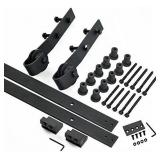 DIYHD 12FT Sliding Hardware Rustic Black Rolling Library Track(No Ladder), kit