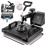 VEVOR Heat Press Machine, 12x15 Inch, 5 in 1 Combo Swing Away T-Shirt Sublimation Transfer Printer with Teflon Coated, Precise Heat Control, Mug/Cap/Plate Accessories Included, ETL/FCC Listed, Black