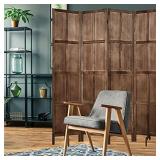 RHF 6 Ft.Tall Room Divider with Stand,19" Each Panel,Rustic Folding Privacy Screens,Heavy Duty Partition Wall Dividers, Room Separator, Temporary Wall, Screen Panel with Feet, 4 Panel, Brown