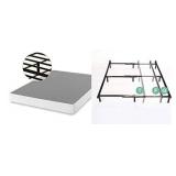 Zinus 7 Inch Smart Metal Box Spring, Full & Michelle Compack Adjustable Steel Bed Frame for Box Spring and Mattress Set, Fits Twin to Queen Sizes