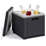 Keter Ice Cube Beer and Wine Cooler Table Perfect for Your Patio, Picnic, and Beach Accessories, Graphite