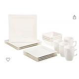 Amazon Basics 16-Piece Classic White Kitchen Dinnerware Set, Square Plates, Bowls, Service for 4