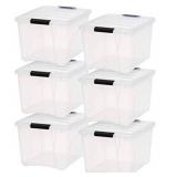 IRIS USA TB Clear Plastic Storage Bin Tote Organizing Container with Durable Lid and Secure Latching Buckles, 40 Qt, 5 Count