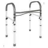 Vaunn Deluxe Bathroom Safety Toilet Rail - Adjustable Toilet Safety Frame - Medical Handrail Assist Grab bar Handle, Gray