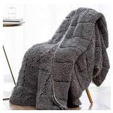 Wemore Shaggy Long Fur Faux Fur Weighted Blanket, Cozy and Fluffy Plush Sherpa Long Hair Blanket for Adult 15lbs, Fluffy Fuzzy Sherpa Reverse Heavy Blanket for Bed, Couch, Grey, 60 x 80 Inches