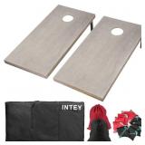 INTEY Premium Delta Wood Cornhole Set(size of 4ft x 2ft),Backyard Classic Game Kit with 2 Cornhole Boards and 10 Bean bags for Kids,Teens,Adults