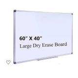 DexBoard Large 60 x 40-in Magnetic Dry Erase Board with Pen Tray| Wall-Mounted Aluminum Message Presentation Memo White Board for Office Home and School, 60" x 40"