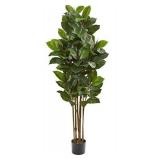 Nearly Natural 58in. Rubber Leaf Artificial Silk Trees, Green
