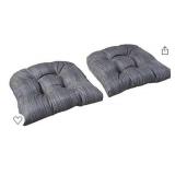 Klear Vu Omega Universal Tufted Extra Large No Slip Dining Chair Pads, 17"x 17" x 3", 2 Pack, Denim 2 Count