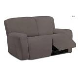 Easy-Going 6 Pieces Microfiber Stretch Sectional Recliner Sofa Slipcover Soft Fitted Fleece 2 Seats Couch Cover Washable Furniture Protector with Elasticity for Kids Pet( Recliner Loveseat, Taupe)
