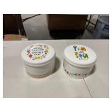 Round Stoneware Canisters with Lids, Set of 2 Styles