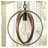 Farmhouse 1-light 11in Globe Wood Grain Island Pendant Lights for Dining Room - W 11in x H 13in Retail:$129.99