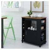 Porch & Den Gaylord Black Stipple Kitchen Beverage Cart Retail:$144.49
