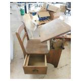 old wooden student desk