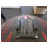 Full face motorcycle helmet with hand pinstriping and Go Pro mount