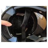 Full face motorcycle helmet with hand pinstriping and Go Pro mount