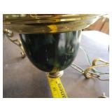 Suspended chandelier - brass with green accent