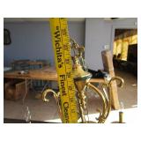 Suspended chandelier - brass with green accent