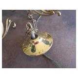 Suspended chandelier - brass with green accent