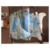 Lot of blue honeycomb paper bells