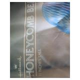 Lot of blue honeycomb paper bells