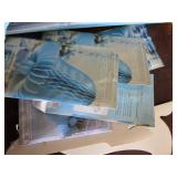 Lot of blue honeycomb paper bells