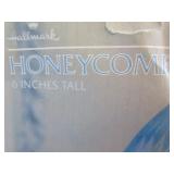 Lot of blue honeycomb paper bells