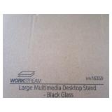 Large multimedia desk top stand - black glass