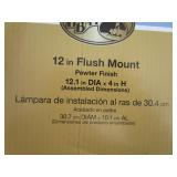 New - 12" flush mount pewter finish ceiling light fixture