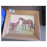 Framed picture of 2 horses