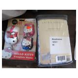 Lot - Hello Kitty face plate mouse, Laura Ashley designer valance