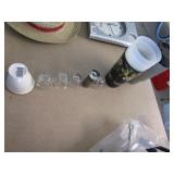 Lot - miscellaneous cups, shot glasses and large plastic drinking glasses