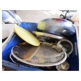 Lot - various platters and plates (some silver plate), Silver plate coffee service, and more