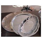 Lot - various platters and plates (some silver plate), Silver plate coffee service, and more