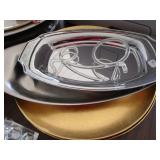 Lot - various platters and plates (some silver plate), Silver plate coffee service, and more