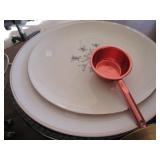 Lot - various platters and plates (some silver plate), Silver plate coffee service, and more