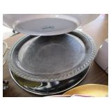 Lot - various platters and plates (some silver plate), Silver plate coffee service, and more